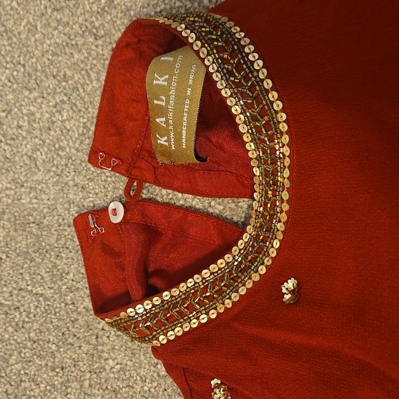 Kalki Hand Crafted In India Red With Gold Embelllishments Womens Size Small - Picture 3 of 6